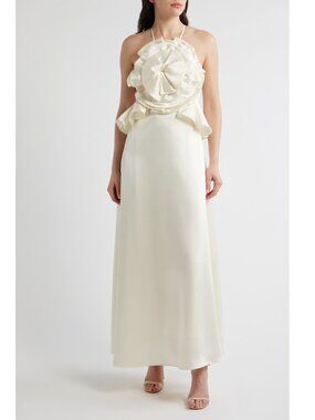 CIEBON Tashi Rosette Bodice Satin Gown